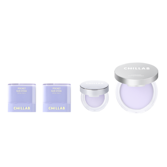 Lavender Matte Powder Duo: Full & Mini & 2 Sun Stick Set