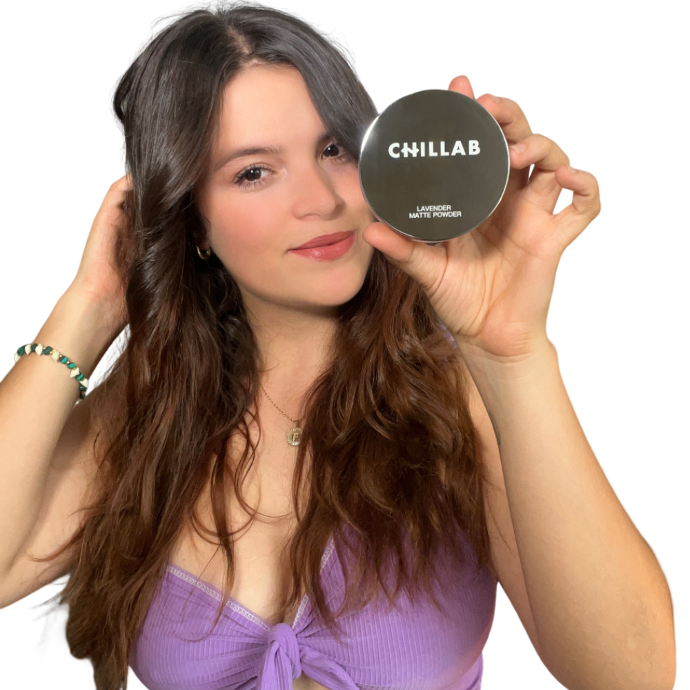 beautiful girl holding chillab lavender powder