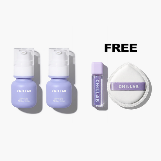 Airy White Tone-up Cream Duo | FREE Lilac Lip Oil & Puff